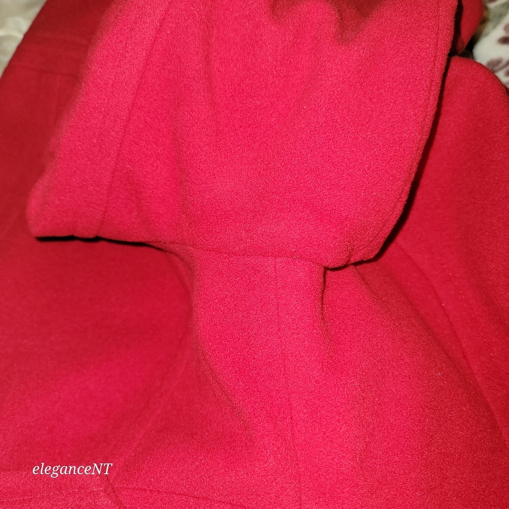 Preston & York Red Double Breasted Red Wool Coat Sz: 14 - Picture 14 of 15